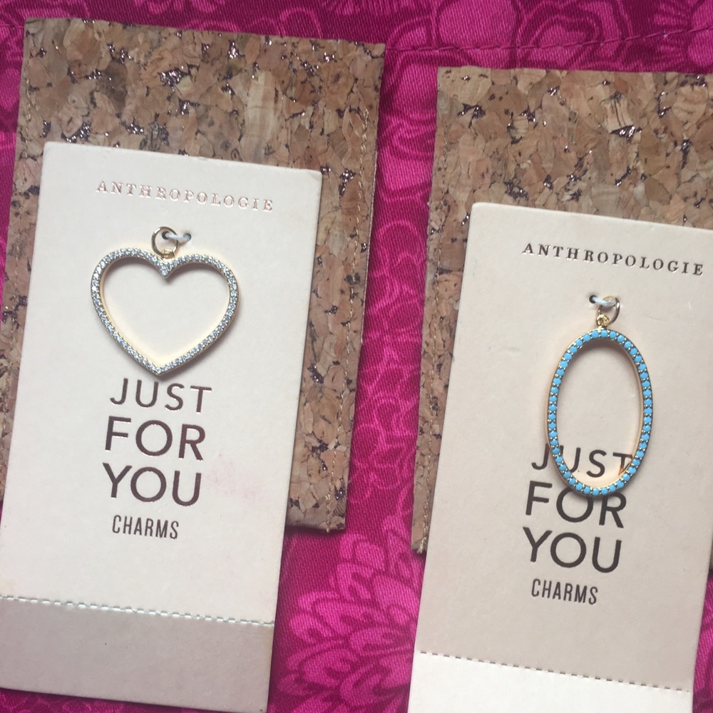 2 NWTs “Just For You” necklace charms from Anthropologie!